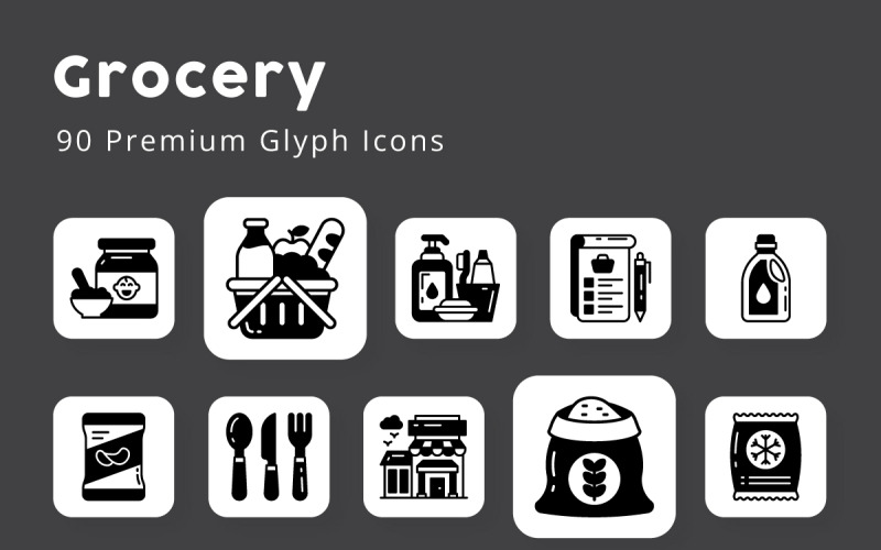 Grocery Premium Glyph ikoner