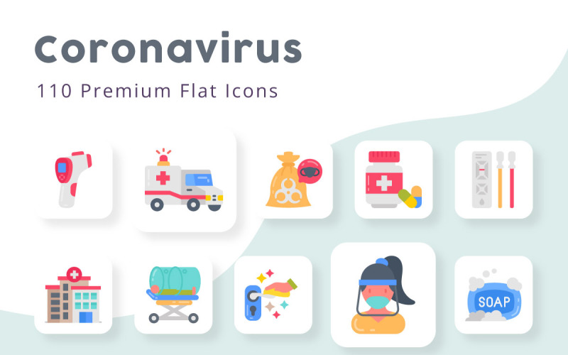 Iconos planos premium de coronavirus