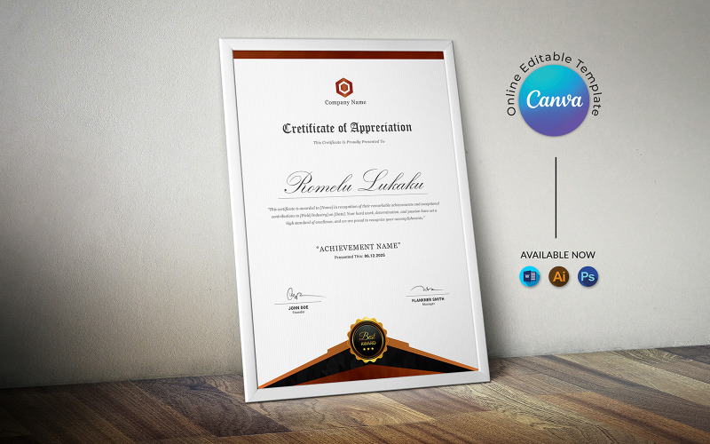 Plantilla de certificado clásico de Canva