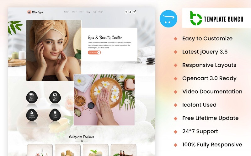 Wise Spa – responzivní téma OpenCart pro eCommerce