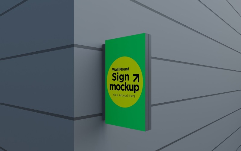 Dikdörtgen Duvara Montajlı Cephe Tabelası Mockup Şablonu 01A
