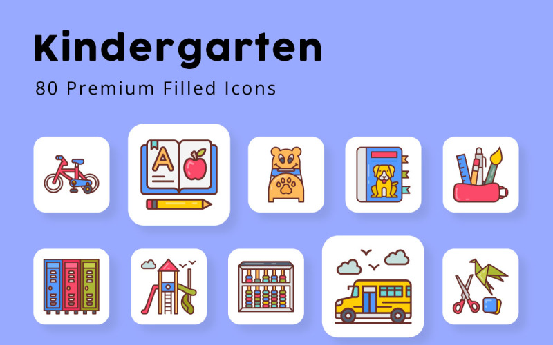 Iconos rellenos premium de jardín de infantes