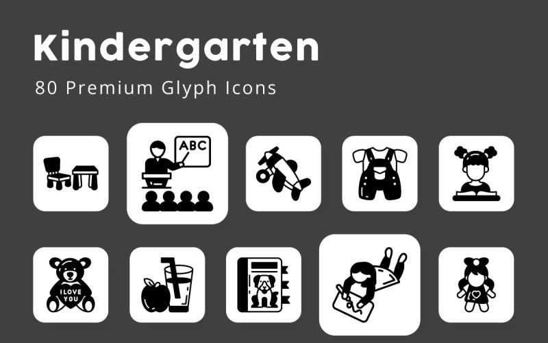 Kleuterschool Premium Glyph Pictogrammen