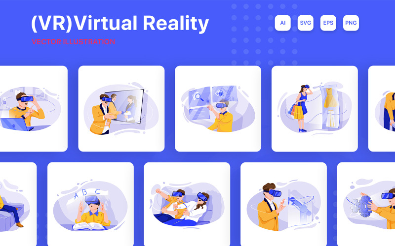 M212_ Pacote de ilustração de realidade virtual