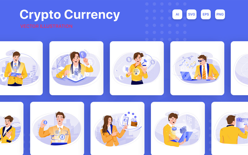 M219_ Pack d'illustrations de devises cryptographiques