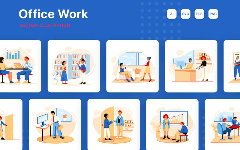 M229_ Paquete de ilustraciones de oficina comercial