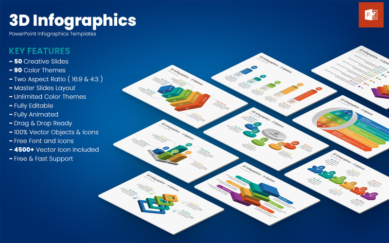 Modelos de apresentação em PowerPoint de infográficos 3D