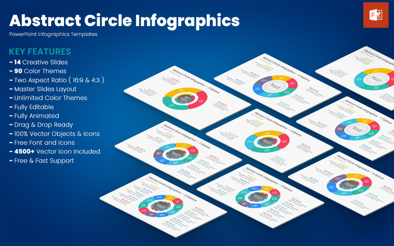 Modelos de PowerPoint de infográficos de círculo abstrato
