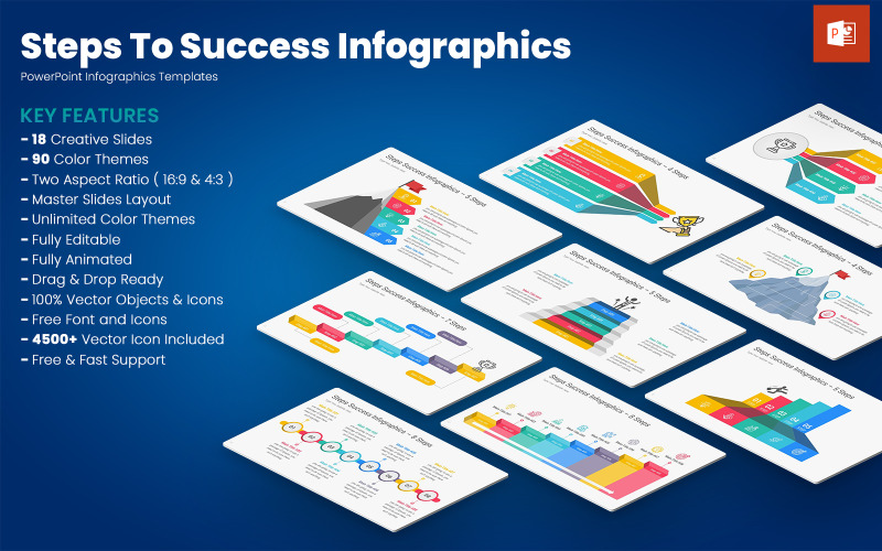 Passi per il successo Modelli PowerPoint di infografica