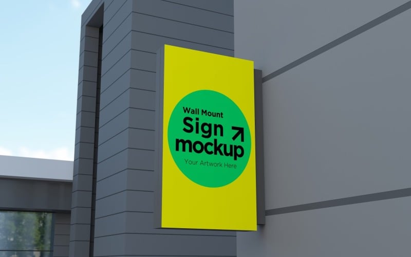 Rectangular Wall Mount Façade Sign Mockup Template