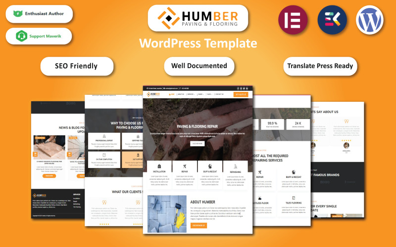 Humber - Plantilla de WordPress para pavimentación, construcción y pisos