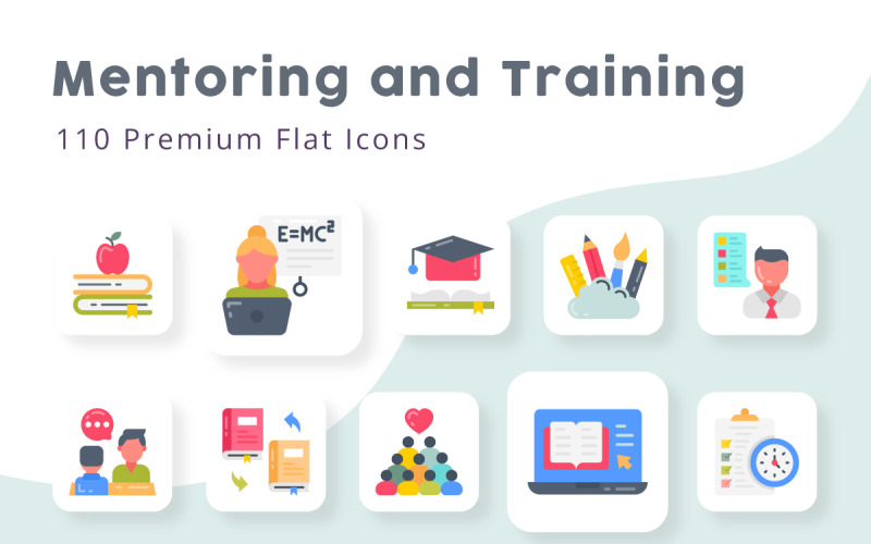 Icone piatte di tutoraggio e formazione