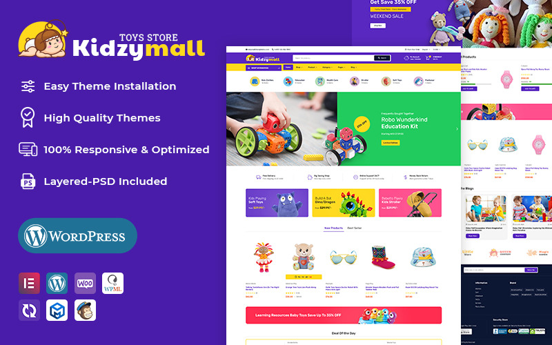 KidzyMall - 儿童和玩具店的 WooCommerce 主题