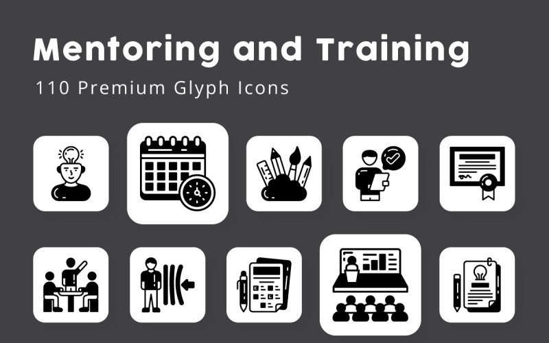 Mentorskap och utbildning Glyph ikoner