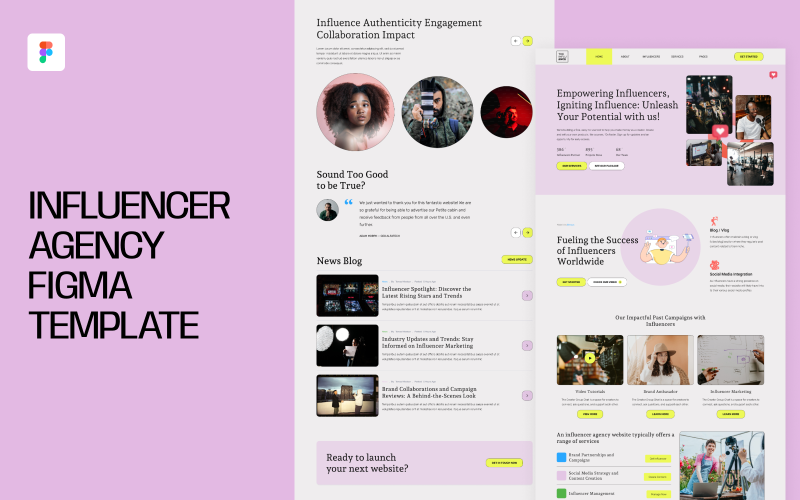Plantilla Figma para agencia de influencers
