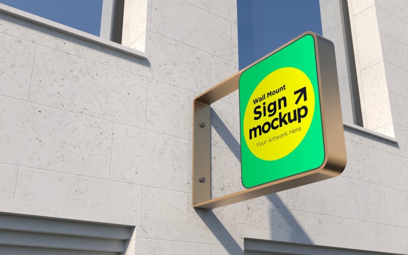 Rectangular Wall Mount Façade Sign Mockup Template 20B