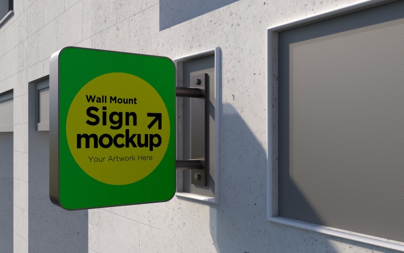 Rectangular Wall Mount Façade Sign Mockup Template 21A