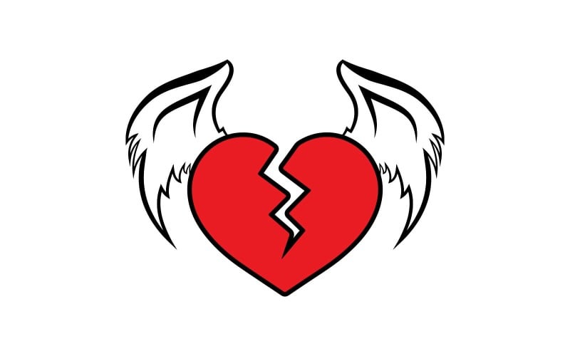 Coeur brisé avec création de logo d'ailes