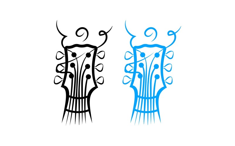 Creatief gitaar hoofd logo ontwerp