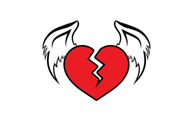 Cuore spezzato con il logo delle ali