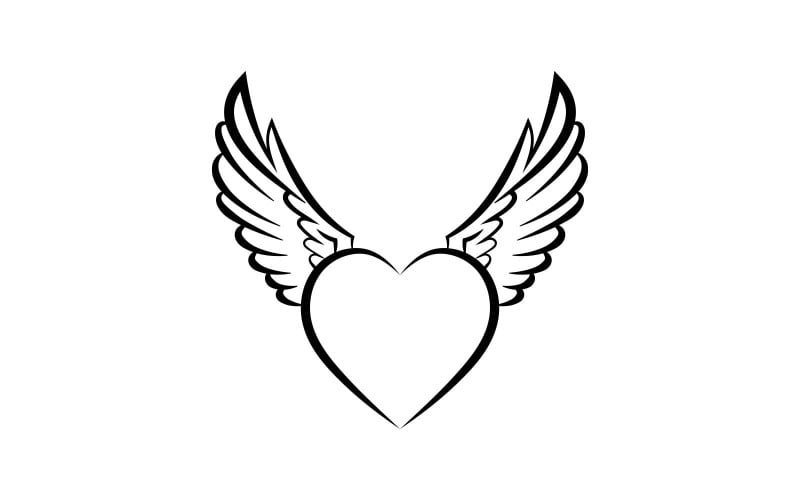 Heart with Wings Black Logo Design #354380 - TemplateMonster