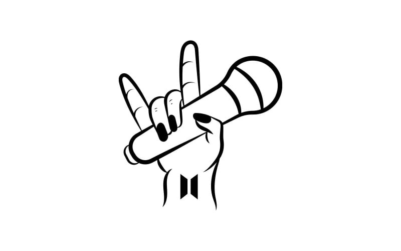 Mão BTS com design de logotipo de microfone