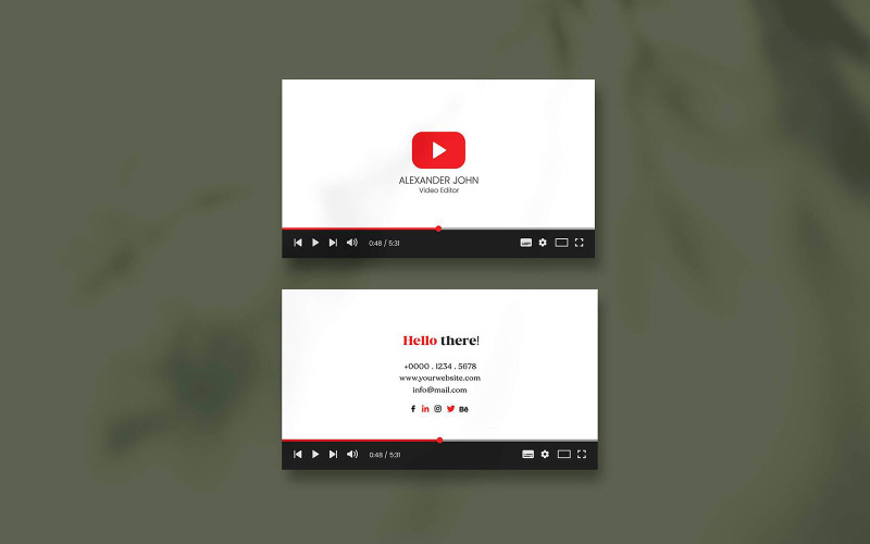 Modello per biglietto da visita di Youtube