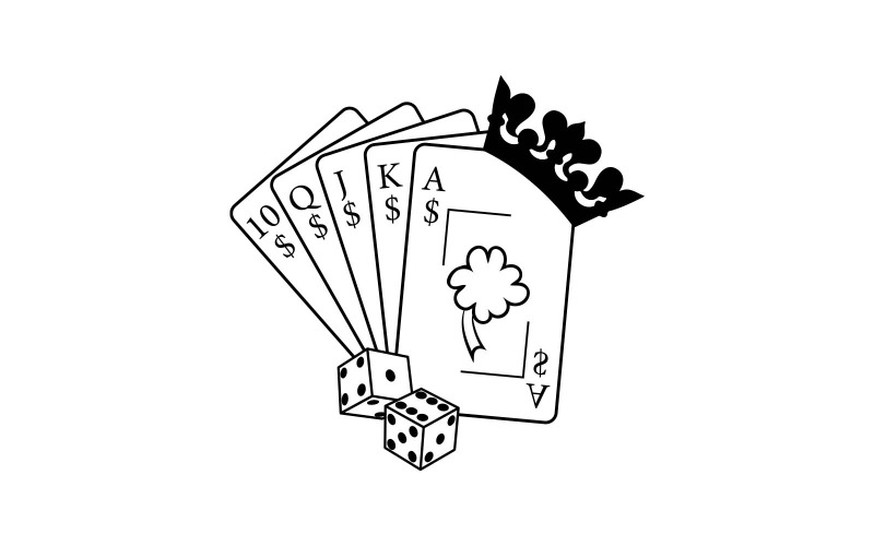 Pókerkártya korona ludo kockával