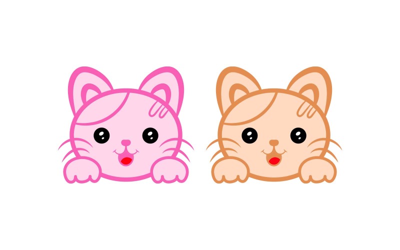 笑脸可爱的猫标志设计