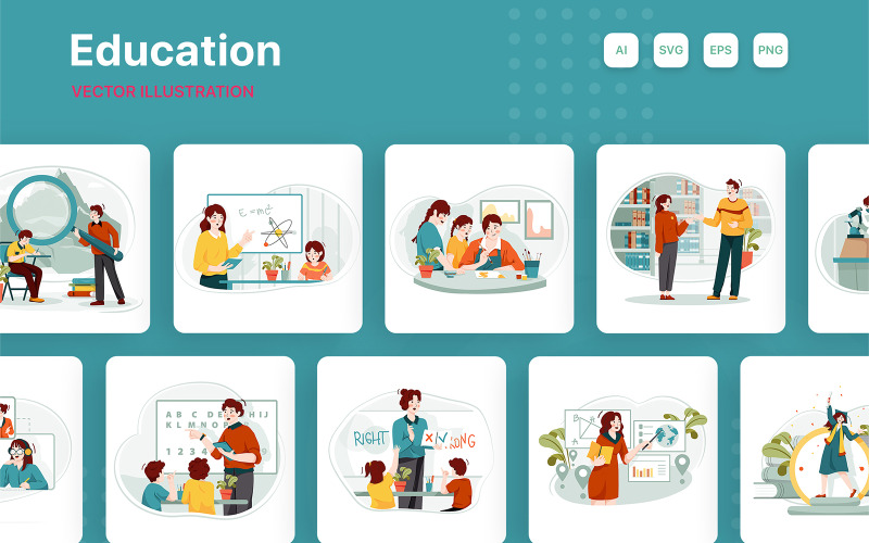 M234_ Paquete de ilustraciones sobre educación y escuela