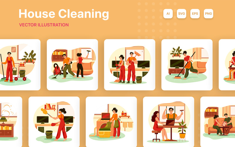 M237_ Pacchetto illustrazioni per la pulizia della casa