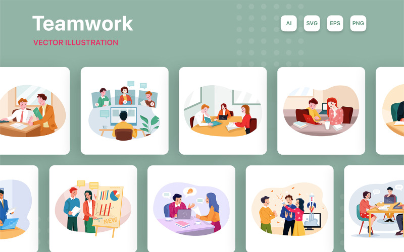 M250_ Zakelijk teamwerk illustratiepakket
