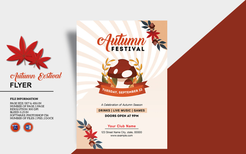 Modèle de flyer d'invitation à une fête d'automne/automne