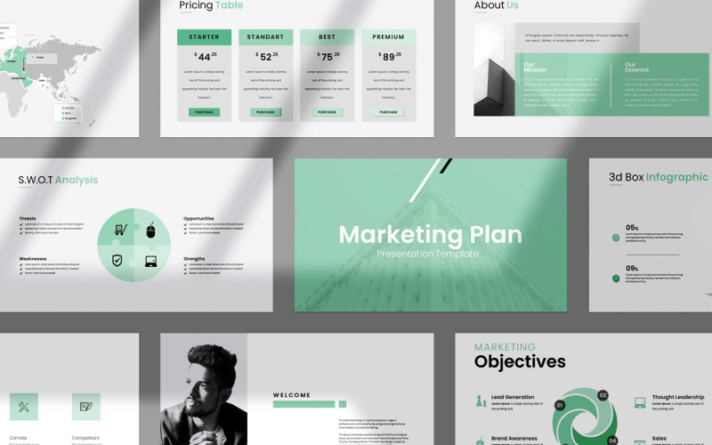Modelo de apresentação do PowerPoint do plano Marketig