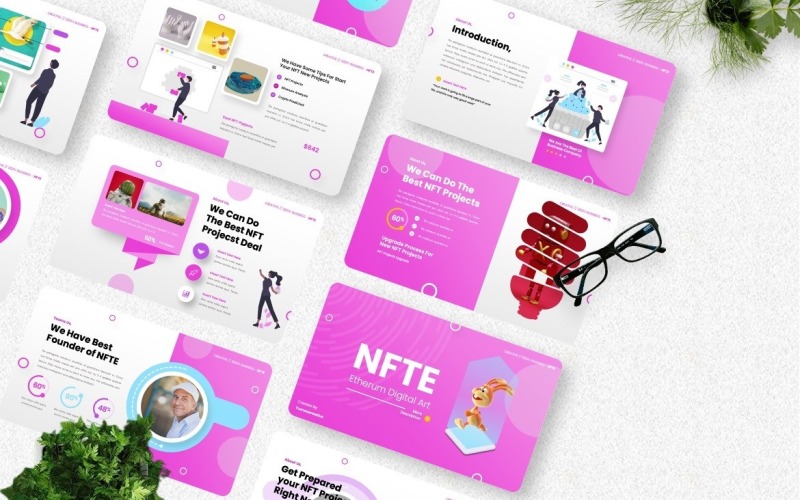 NFTE - Plantillas de diapositivas de Google de arte Etherum
