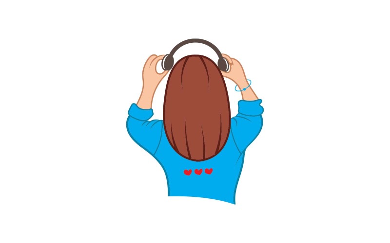 Ragazza carina con il logo delle cuffie