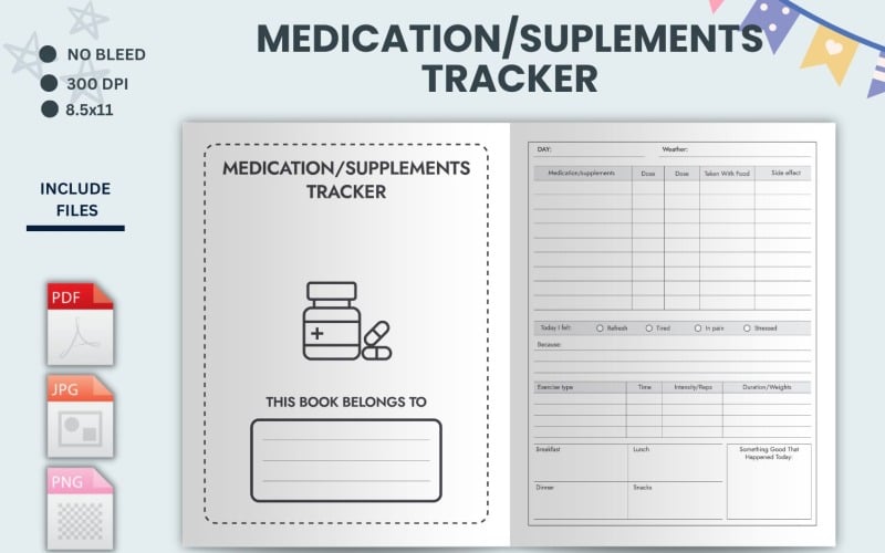 Rastreador de vitaminas, Rastreador de suplementos, Lista de vitaminas, Registro de vitaminas, Rastreador de salud, Planificador de bienestar