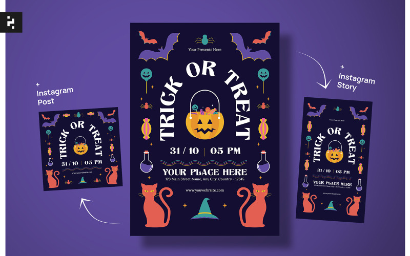 Dépliant d'Halloween pour des bonbons ou un sort