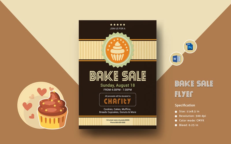 Printable Bake Sale Flyer Template 354560 Templatemonster 3240