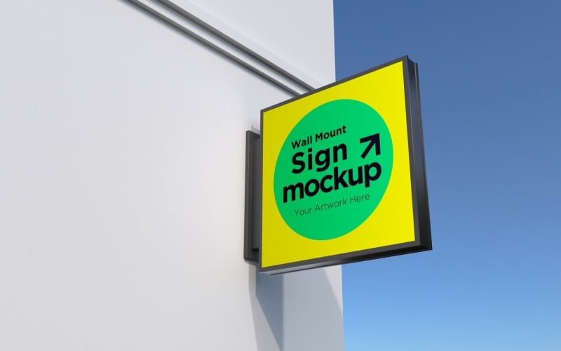 Square Wall Mount Signage Mockup Template 38B