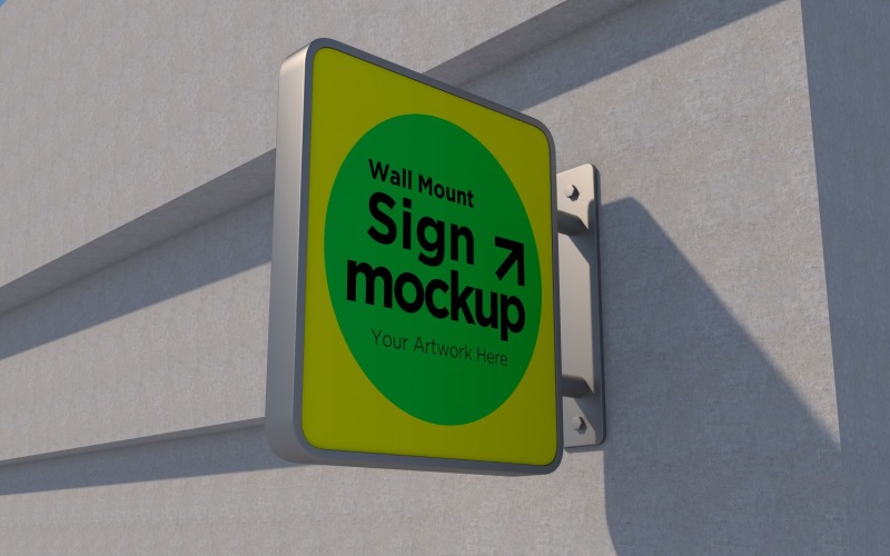 Squuare Wall Mount Signage Mockup Template 33B