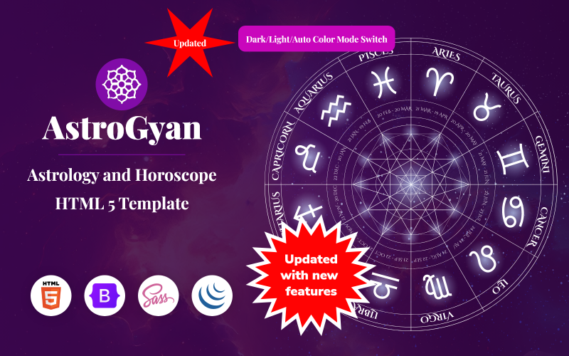 AstroGyan - HTML 5-sjabloon voor astrologie en horoscoop