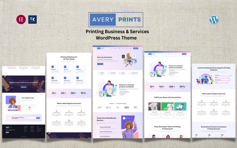 Avery Printing - Printing Business & Print on Demand-tjänster WordPress-tema