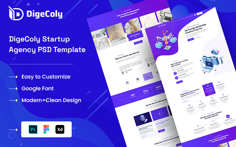 Digecoly-Startup Agency PSD-sjabloon