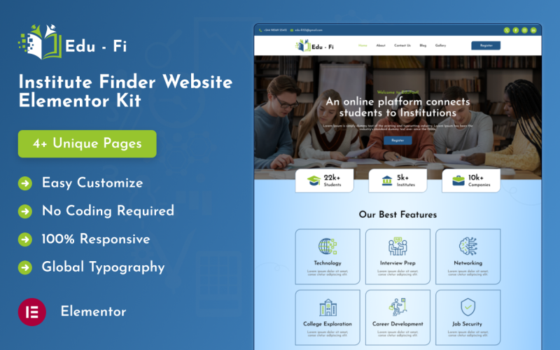 Edu-Fi - Kit Elementor del buscador de institutos