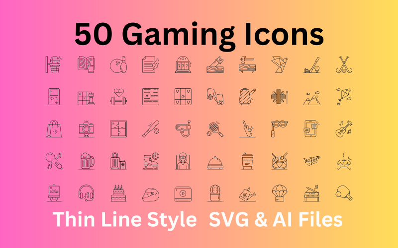 Hobiler Simgesi 50 Anahat Simgesini Ayarladı - SVG ve AI Dosyaları