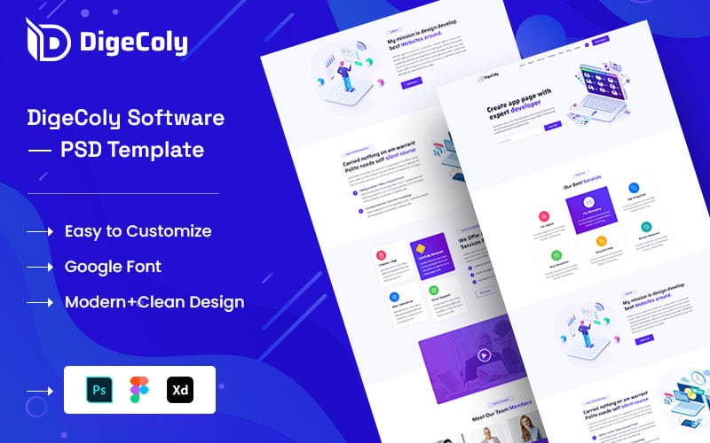 Plantilla PSD Del Software Digecoly #354637 - TemplateMonster