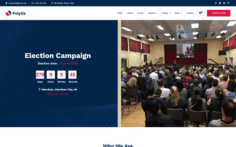 Polytia – Politieke Partij Bootstrap HTML5 Website Sjabloon