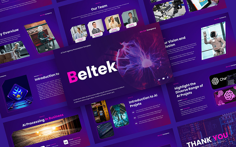 Beltek — szablon prezentacji AI Tech w programie PowerPoint