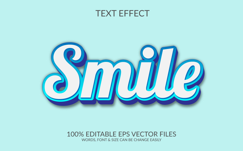 Modelo de efeito de texto EPS de vetor editável em 3D do dia internacional do sorriso